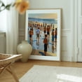 thumbnail image 6 of Crowded Beach Walk - India Illustration Beach Coastal Sunset Summer Seascape Waves Ocean Oak Framed Wall Art Print 12 x 16 inches, 6 of 12