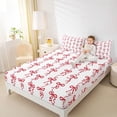 thumbnail image 3 of Erosebridal Cute Bow Ribbon Full Size Sheets, Girly Cartoon Bed Sheets, White Red, 4-Piece, 3 of 5