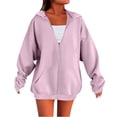 thumbnail image 2 of BODOAO Womens Zip Up Hoodies Plus Size Long Sleeve Hooded Sweatshirts Fall Winter Casual Fashion Jacket with Pockets Fall Y2K Clothes Casual Comfort Jackets Coats Zipper Fall Winter Sweatshirts, 2 of 5