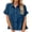 Blue, variant on T Shirts for Women 2026 Summer Short Sleeve Button Down Collared Loose Business Casual Office Work Tshirt Blouse
