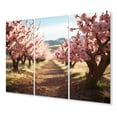 thumbnail image 2 of Designart "Pink Cherry Blossom landscape I" Floral Metal Wall Decor Set, 2 of 5