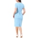 thumbnail image 3 of Vestido ajustado de mujer con cuello redondo, peplum y contraste de mangas cortas, ideal para el trabajo, talla XS, color azul cielo, 3 of 5