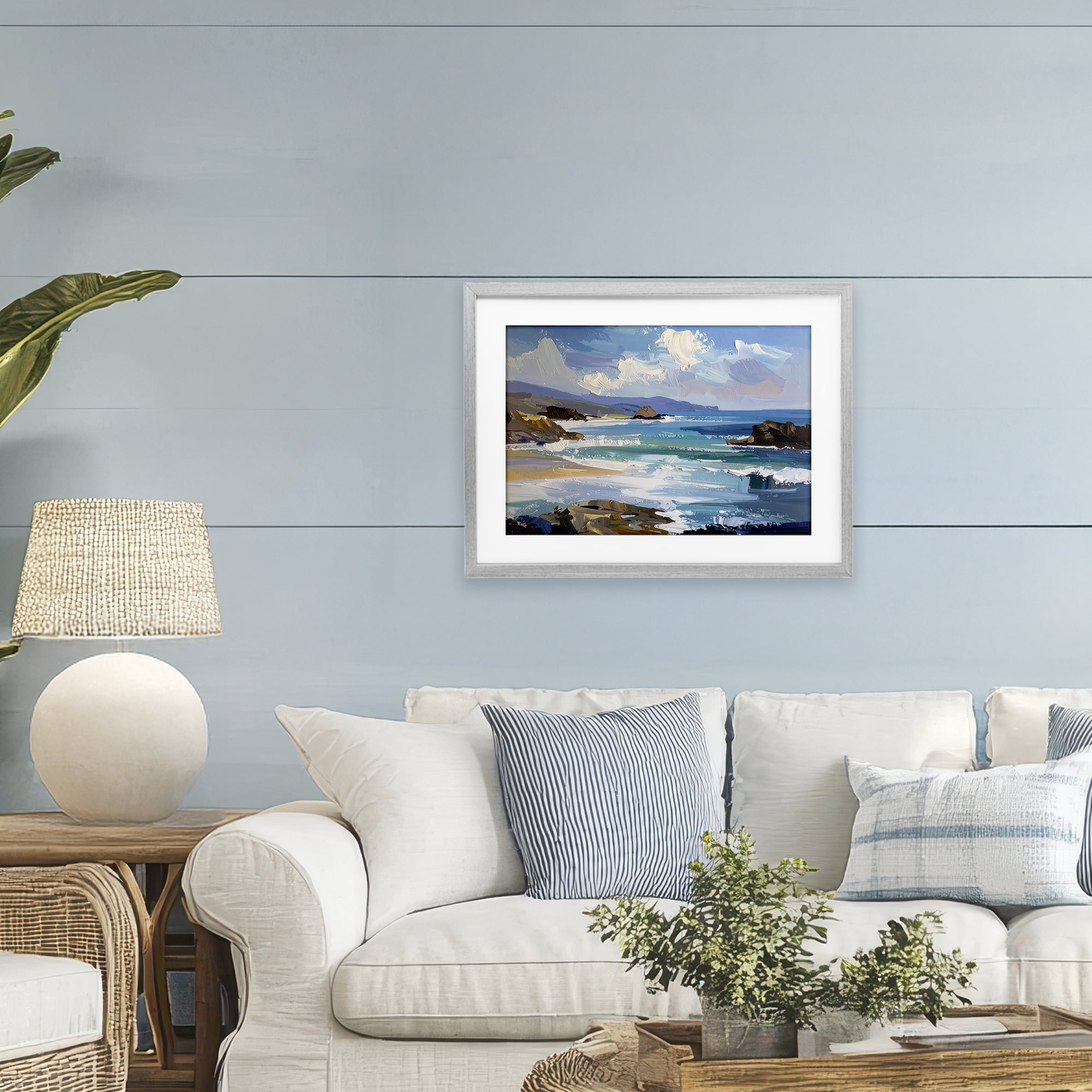 Stupell Industries From Sky To Sea Gray Framed Print Under Glass, design by Alonza Saunders