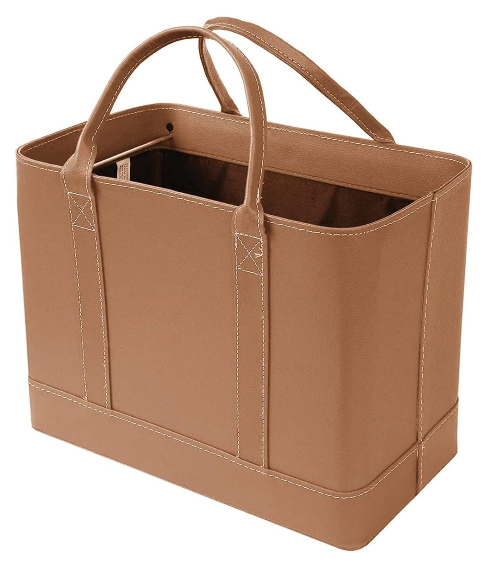 Chic File Organizer Tote - Important Document Organizer Bag, Portable File Box with Handle, Brown