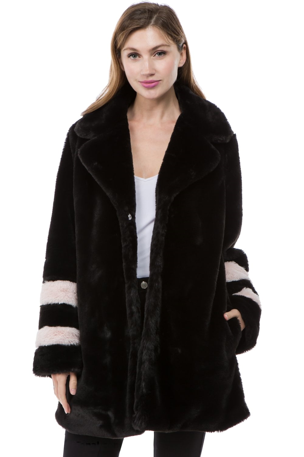Fashion2love Women's Juniors Fluffy Long Cardigan Coat Faux Fur Warm