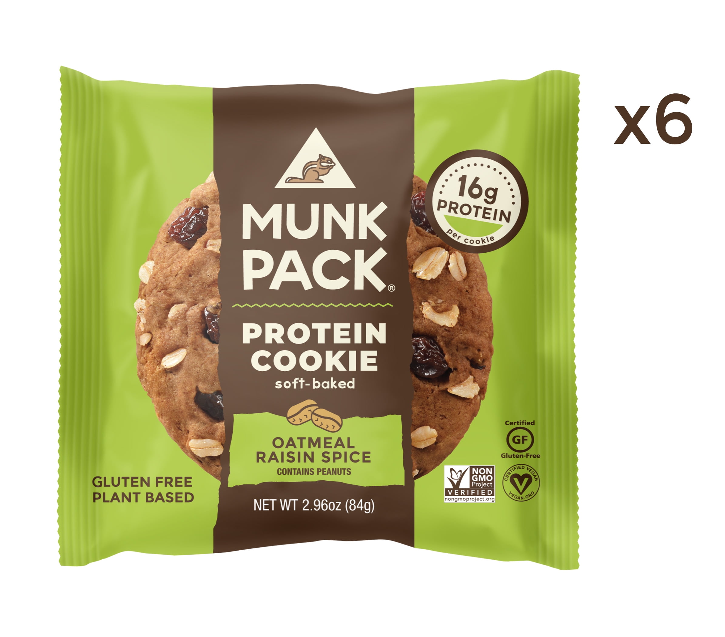 Munk Pack Gluten-Free Oatmeal Raisin Spice Cookies, 2.96 Oz, 6 Count