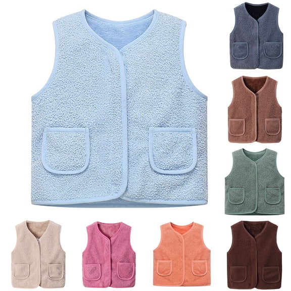 Blekii Childrens Fleece Vest with Zipper, Children's Fleece Vest with Zipper, Warm Sleeveless Jacket for Autumn Winter, Casual Outerwear for Kids Warm Sleeveless Jacket Autumn Winter Autumn