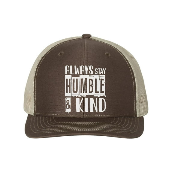 Always Stay Humble & Kind, Humble And Kind, Humble Hat, Be Kind, 10 Different Colors, Adjustable Snapback, Caps, Inspire Apparel, White Text, Brown/Khaki