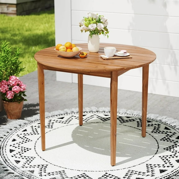 Auranook Round Outdoor Dining Table for 4 People 36 inch Acacia Wood Patio Table for Yard