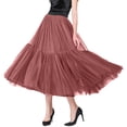 thumbnail image 2 of Women's A Line Party Dinner Tutu Skirt Brown Stretchy High Waisted Flared Skirt Half Skirt Silk Midi Skirt Plaid Skirt Set Ballet Skirts Mini Crib Skirt Split Thigh Skirt Jean Skirt for Women Stretchy, 2 of 6