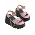 thumbnail image 3 of Y2K Slope Heel Thick Bottom Women's Punk Gothic Fashion Sandals Casual Comfortable Cross Chain Platform Shoes, 3 of 5