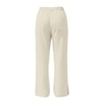 thumbnail image 4 of hoksml Women's High Waist Wide Leg Pants, Casual Drawstring Linen Pants with Pockets and Side Slits, 4 of 9