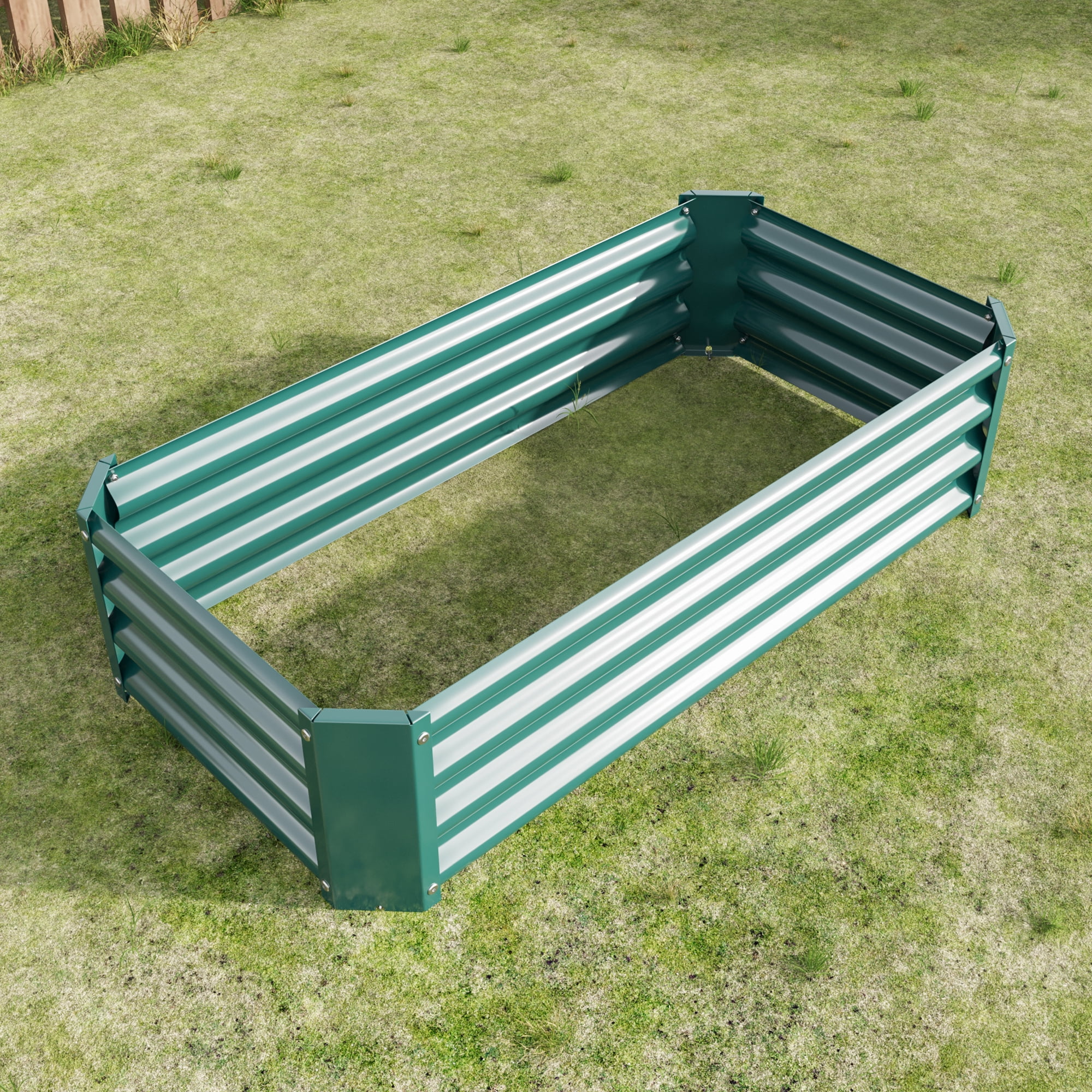 Jopath 2PCS Green Metal Raised Garden Bed, Rectangle Raised Planter for Flowers Plants Vegetables Herb 4x2x1Ft