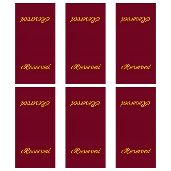 LAMIRO 6 Pcs Reserved Chair Signs Church Pew Reserved Seating Signs with Printed Words Weddings Event Party Celebration Placeholder Bench Reserved Hanging Cloth
