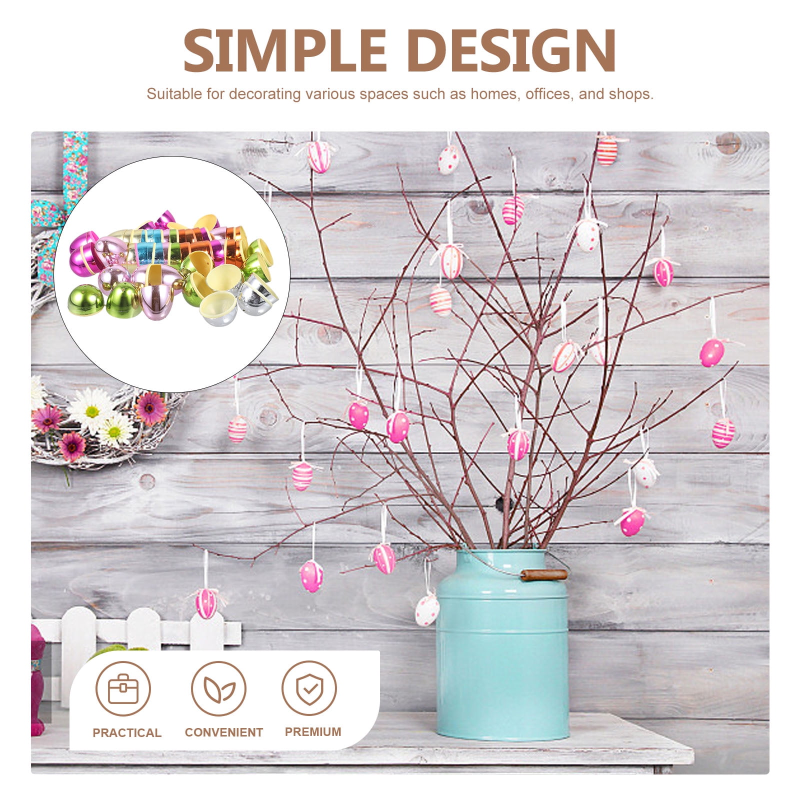 HONMEET Easter Party Decorations 30-Pack Fillable Plastic Eggs 2.6x1.6x1.6 Inches for Holiday Crafts and Activities