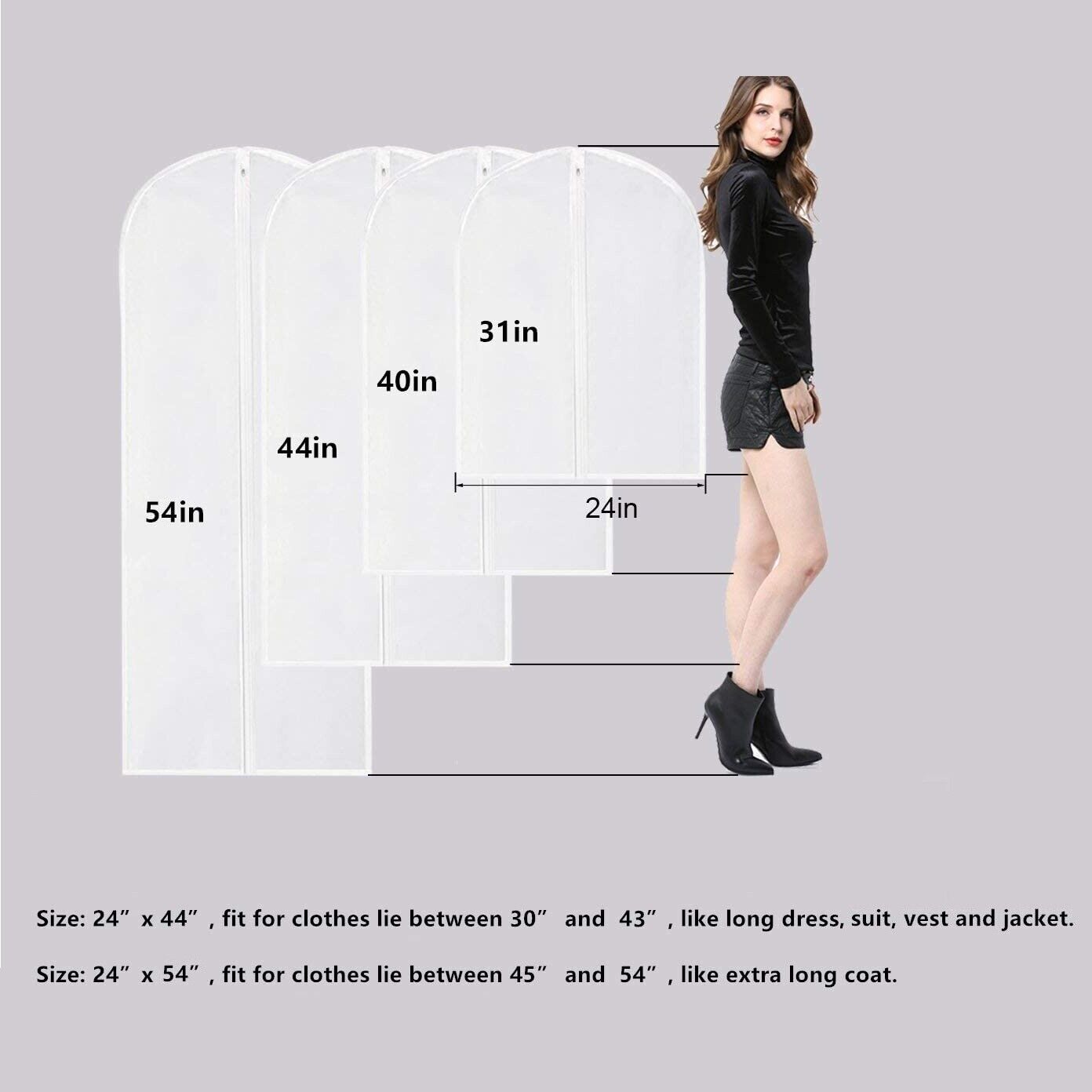 6 x Garment Bag Suit Storage Cover Dress Clothes Coat Dustproof Protector Travel