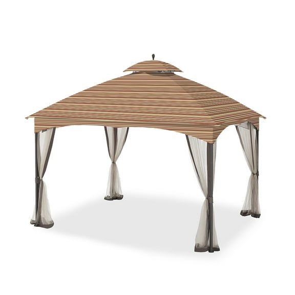 Garden Winds Replacement Canopy Top Cover for the Massillon Biscayne Gazebo -Standard 350 - Stripe Canyon