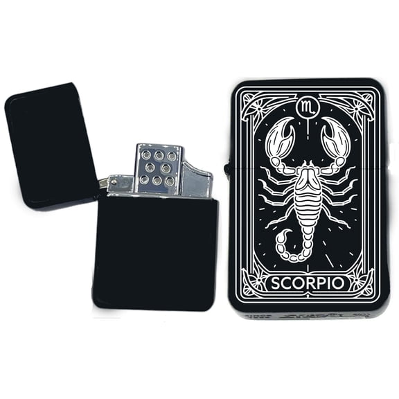 Zodiac, Horoscope, Astrology, Unique Collectible s Infinity Black Matt Windproof Lighters! (Scorpio) - Christmas, Halloween & Valentines Day Gift