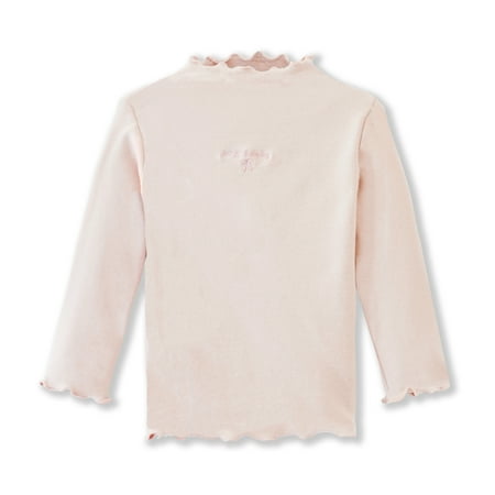 

ContiKids Toddler Little Girls Long Sleeve Casual Cotton Tee Shirts Ruffle Frill Mock Neck Turtleneck Basic Blouse Outfit Tops Indie Pink 6-7 Years