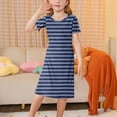 thumbnail image 2 of Auroural Toddler Girls Dresses 5T Toddler Girls Clothes 5T 3-12 Years Girl's Fashion Striped Printed Dreamy Dress Mid Calf Home Wear Dress, 2 of 6