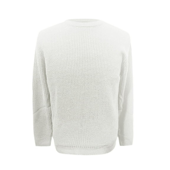 uikmnh Men's Autumn and Winter Simple Solid Color Knit Sweater Pullover