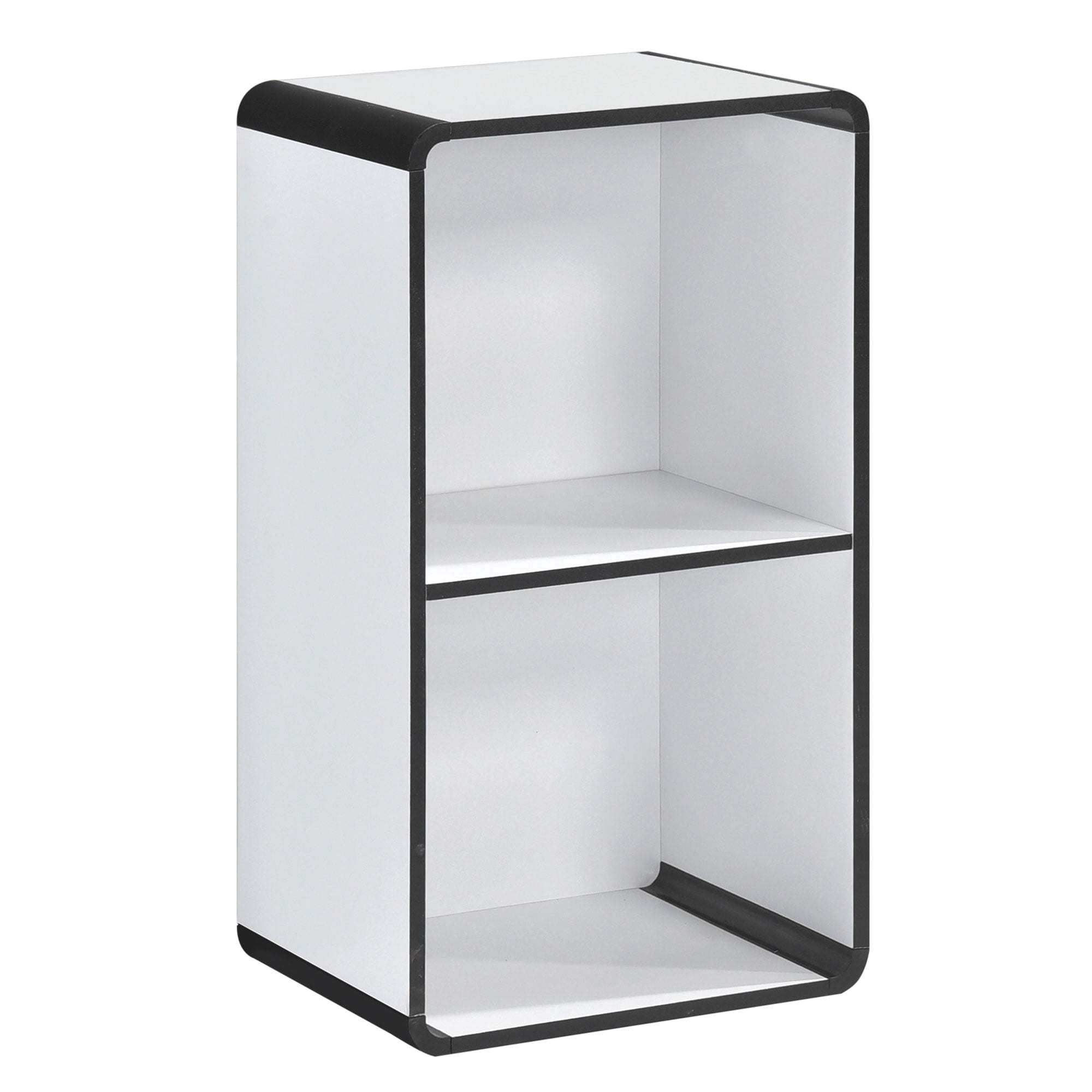 Kings Brand Furniture Dothan 2-Tier Cube Open Bookcase - Space Saving Storage Shelf Organizer Bookshelf, White