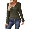 thumbnail image 1 of AherBiu Chemises pour Femmes 2024 Manches Longues Décontractées Demi-Zip Hauts Automne Tunique Tricotée Côtelée, 1 of 7