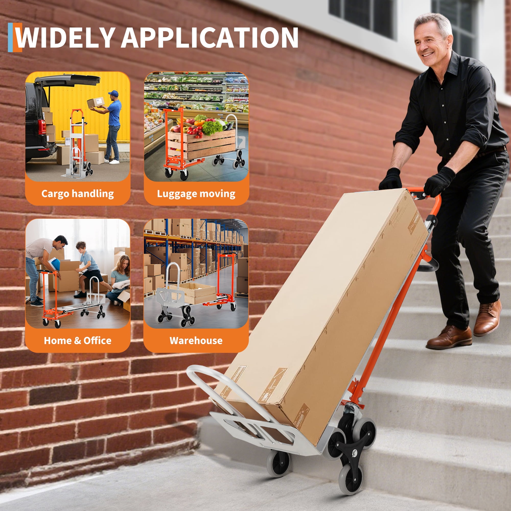 Mescukay 3 in 1 Hand Truck, Heavy Duty Portable Convertible Dolly with Wheels and Elastic Straps, Collapsible Cart for Moving, Home, Office, Warehouse, Supermarket