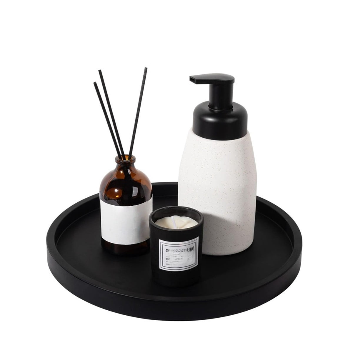 Silicone Round Bathroom Vanity Tray Soap Dispenser Tray Countertop Storage 27CM