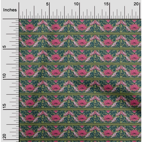 oneOone Organic Cotton Poplin Twill Fabric Leaves & Floral Block Print Fabric By Yard 42 Inch Wide