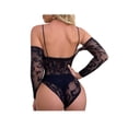 thumbnail image 5 of Women Lingerie Underwear Leopard Lace Mesh Bodysuits Women Exotic Set Long Sleeves Bodysuit, 5 of 7