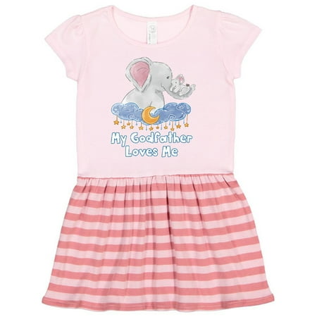 

Inktastic My Godfather Loves Me Cute Elephants Cloud Moon and Stars Gift Toddler Girl Dress