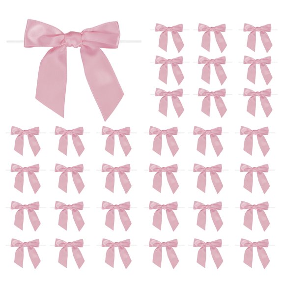 Satin Ribbon Twist Tie Bows Small Craft Bows for DIY Gift Wrapping Champagne Bottle Wedding Christmas Birthday Decor Dusty Rose