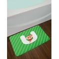 thumbnail image 2 of Christmas Alphabet Bath Mat, Print of a Letter U and a Girl Sitting Posing in the Middle, Plush Bathroom Decor Mat with Non Slip Backing, 29.5" X 17.5", Green Dark Coral White, by Ambesonne, 2 of 2