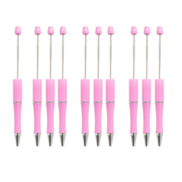 10 bolígrafos rollerball de tinta negra, bolígrafos con cuentas, bolígrafos de tinta negra para manualidades, bolígrafos con cuentas Rosa