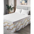 thumbnail image 4 of Marble Grey Bed Skirt Cal King Size, Gold Texture Modern Crack Scenery Wrap Around Bed Skirting with Adjustable Elastic Strap, Dust Ruffled Pleated Bedskirts 16 Inch Drop for Bedroom Cal King Beds, 4 of 9