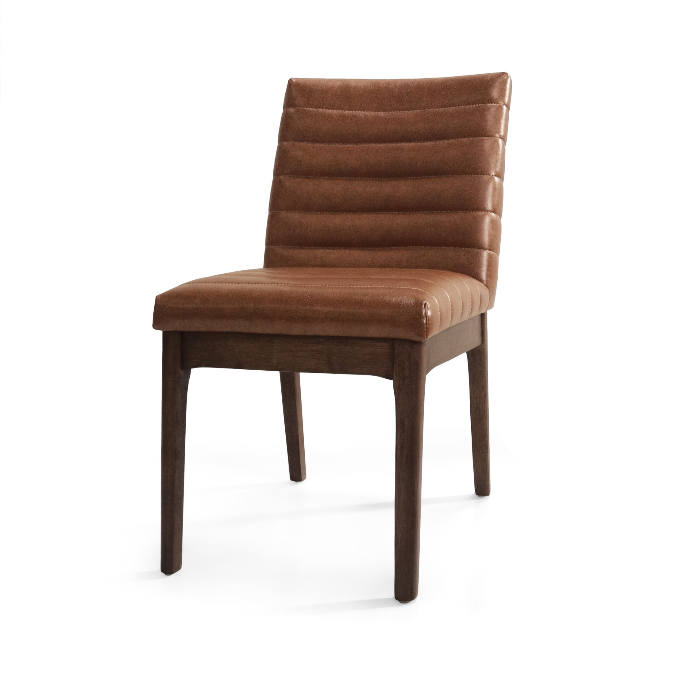 Christopher Knight Home Mid-Century Modern 7-Piece Dining Set with 6 PU Upholstered Chairs, Wood Frame, Cognac