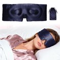 thumbnail image 1 of Máscara de Sueño de Seda Pura de 22 Momme con Bolsa de Viaje 3D Contorno Ajustable para Durmientes Laterales Protección de Pestañas para Pestañas Naturales y Extensiones Azul Marino, 1 of 7