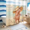 thumbnail image 5 of No Hook Shower Curtain, Funny Pig Cute Shower Curtains for Bathroom with See Through Top Window, Summer Beach Oil Painting Abstract Waterproof & Washable Bath Curtain Long 72"x78", 5 of 9