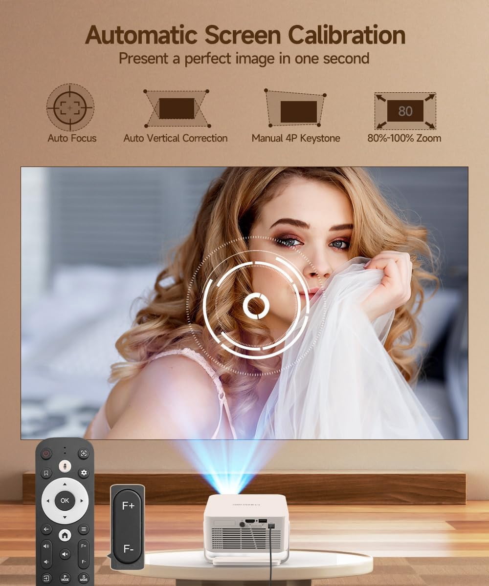 Magcubic Smart Projector HY300GT, 2K Support Portable Projector with WiFi and BT, Auto Focus & Keystone, 180° Rotatable Projector for Indoor/Outdoor