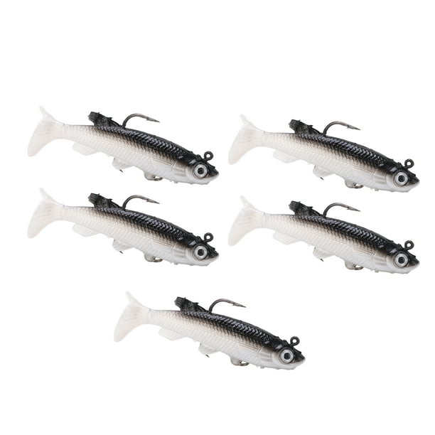 5pcs Soft Body Sinking Swimbait T Tail Soft PVC Bass Lure Trout Bait for Saltwater  Freshwater Fishing 
