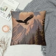 thumbnail image 2 of Jiayy  Eagle Throw Pillow Cushion Cover, Nature Photography of Rocky Mountains and Forest with a Bald Eagle Flying Over It, Decorative Square Accent Pillow Case,  Rose Green, 2 of 5
