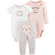 Carters Baby Girls 3-Pc. Bear Hugs Floral Bodysuit Set Outfit Size 3 Months
