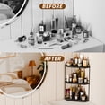 thumbnail image 6 of Corner Bathroom Counter Organizer, 3-Tier Wood Countertop Organizer for Perfume, Makeup Storage, Skincare Organizers for Vanity, Counter Corner Shelf for Kitchen, Bathroom, Dresser (black), 6 of 7