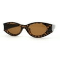 thumbnail image 1 of Womens Mod Concave Plastic Frame Oval Cat Eye Sunglasses Tortoise Brown, 1 of 4