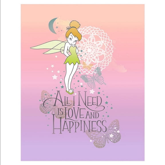Twin Size Tinkerbell Super Soft Raschel Blanket 60" x 80" Love and Happiness by Disney