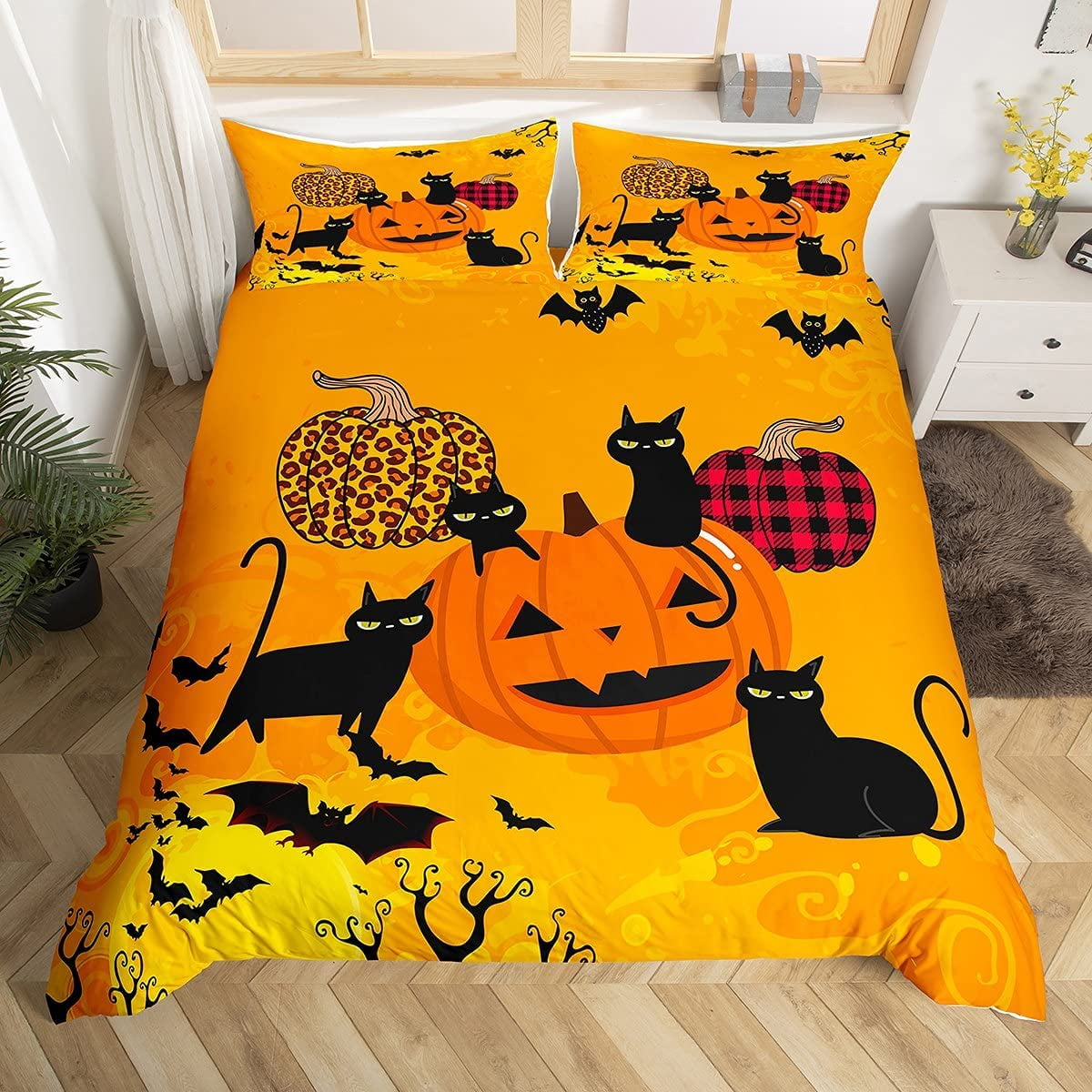 Halloween Bedding Set Twin Size,Cartoon 