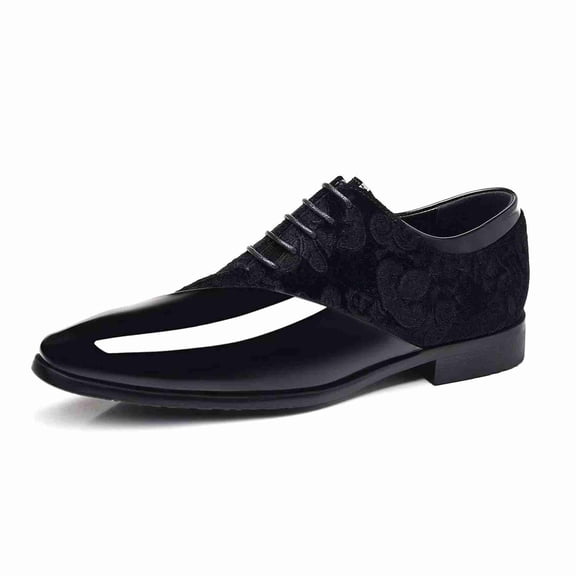 Men's Formal Dress Shoes with Embossed Floral Pattern, Formal Lace-Up Dress Shoes for Wedding & Party