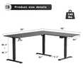 thumbnail image 6 of Furmax L-shaped Standing 63” W Electric Height Adjustable Computer Desk Sit-Stand Corner Desk for Home Office Lifting Range 28~46in with Memory Preset Controller, Black, 6 of 7