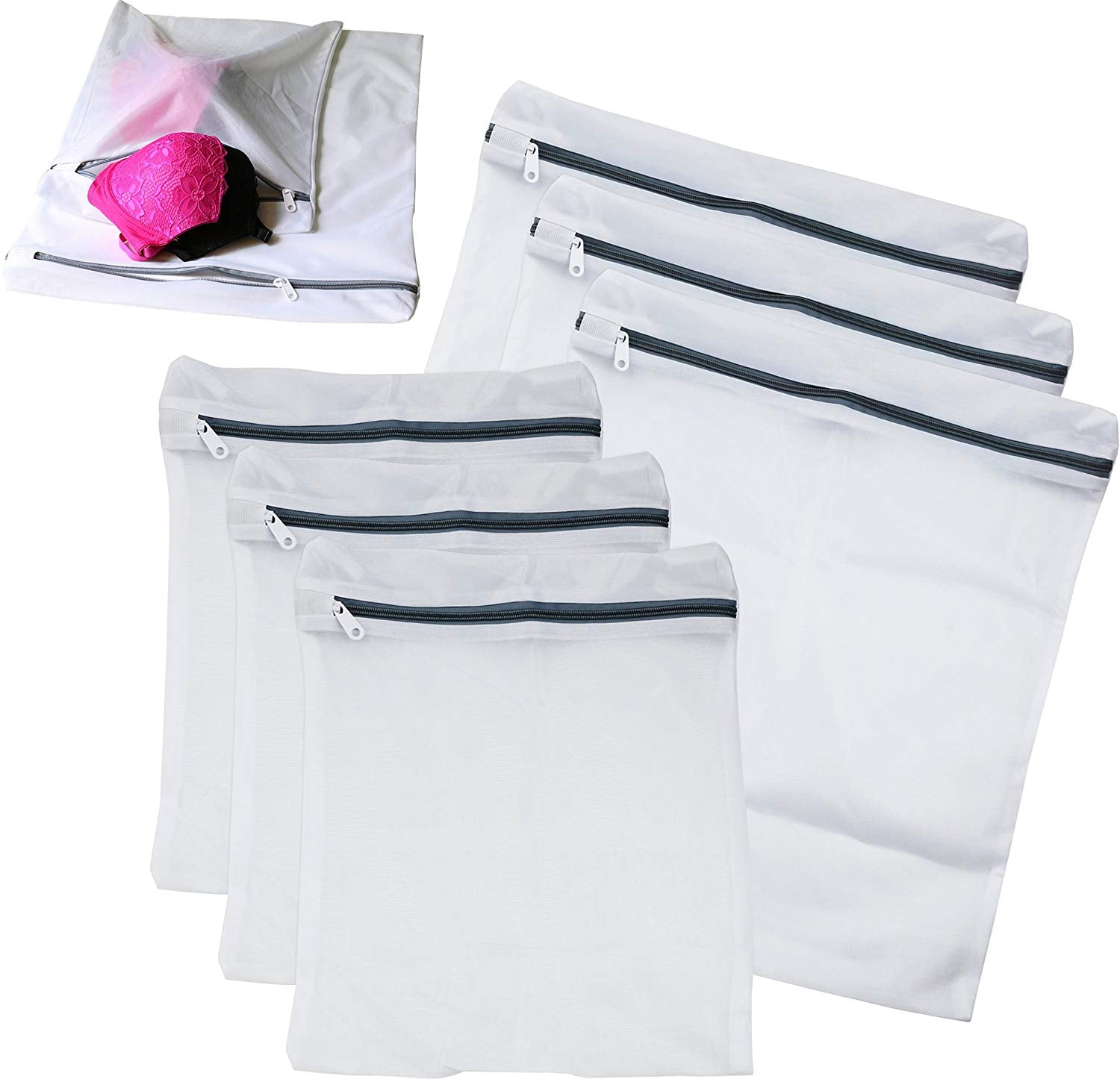 6 Pack 3 Large & 3 Medium SimpleHouseware Laundry Bra Lingerie Mesh Wash Bag